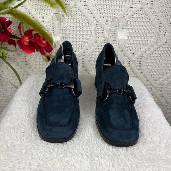 VANELI Blue/Green Suede Alroy Cushioned Block Heel Loafers Pumps Sz 6M Comfort - Picture 2 of 11